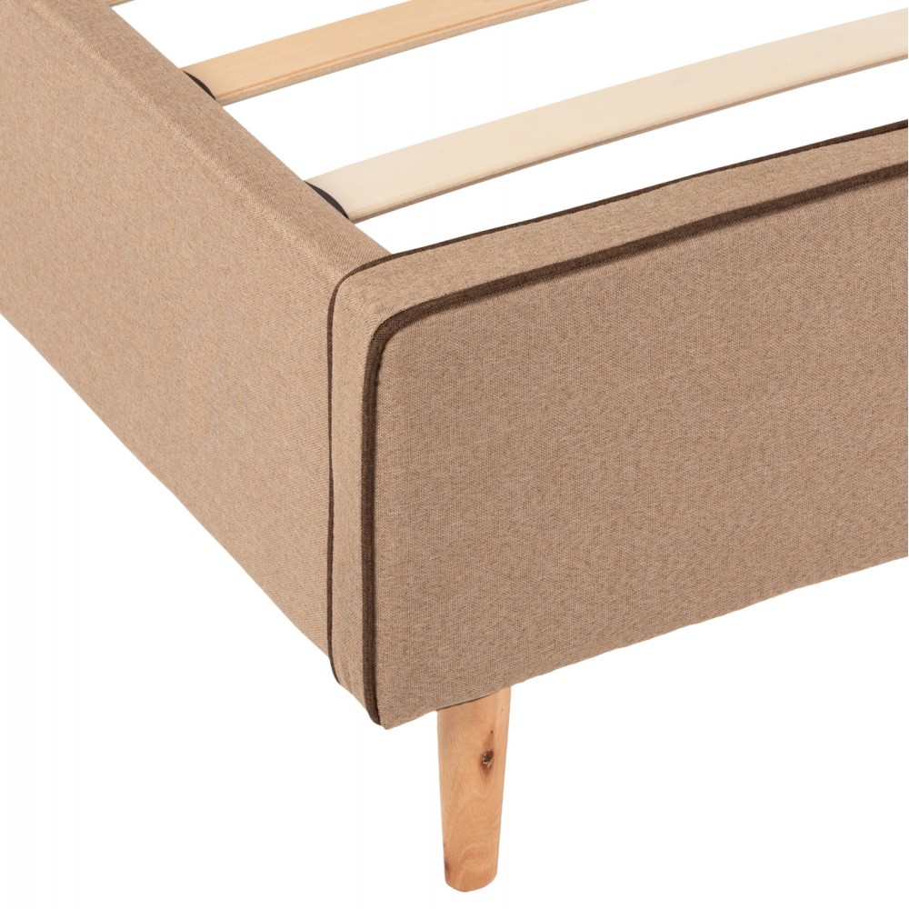 Κρεβάτι διπλό "INDRA" από ύφασμα σε χρώμα μπεζ 160x200