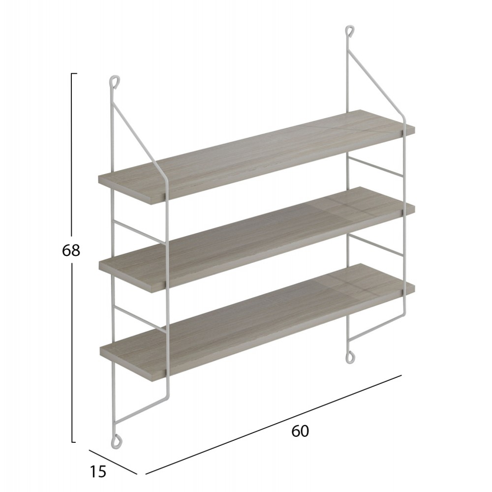 Ραφιέρα τοίχου "ACHALA" από μέταλλο σε χρώμα σονόμα/λευκό 60x15x68
