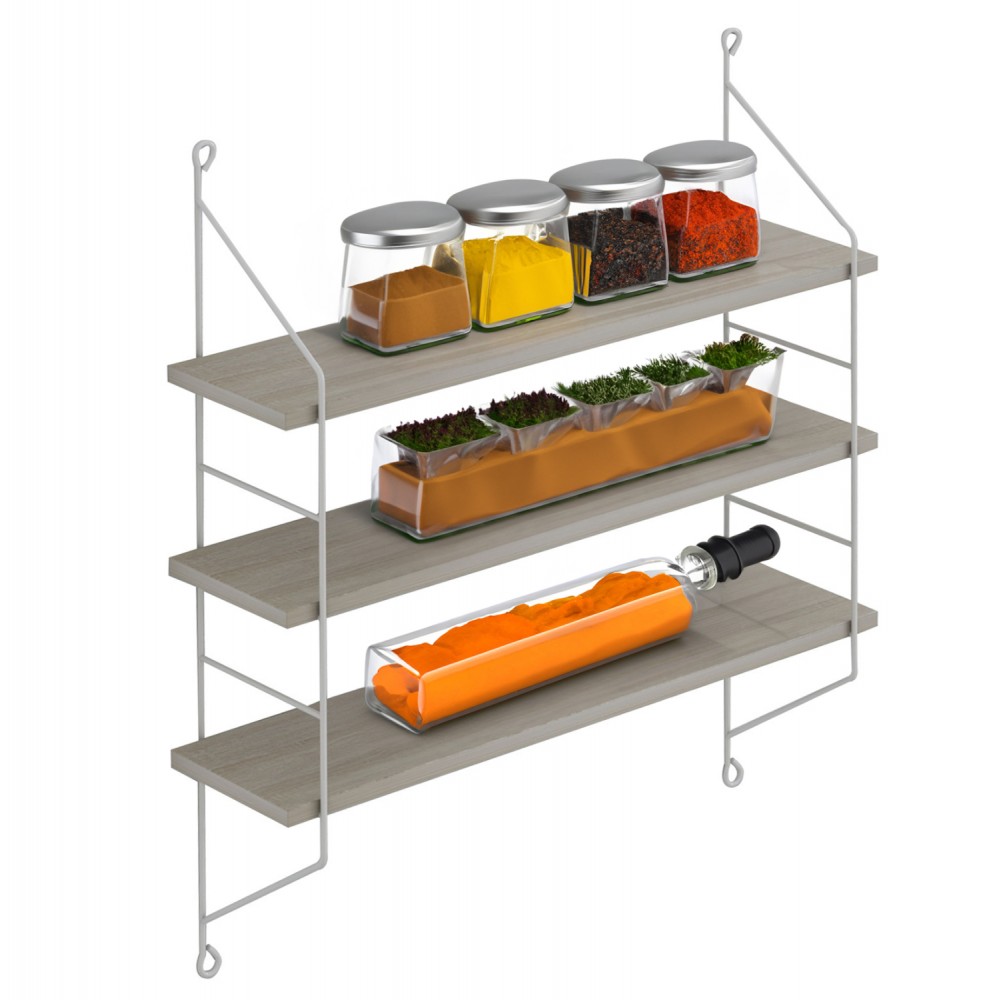 Ραφιέρα τοίχου "ACHALA" από μέταλλο σε χρώμα σονόμα/λευκό 60x15x68