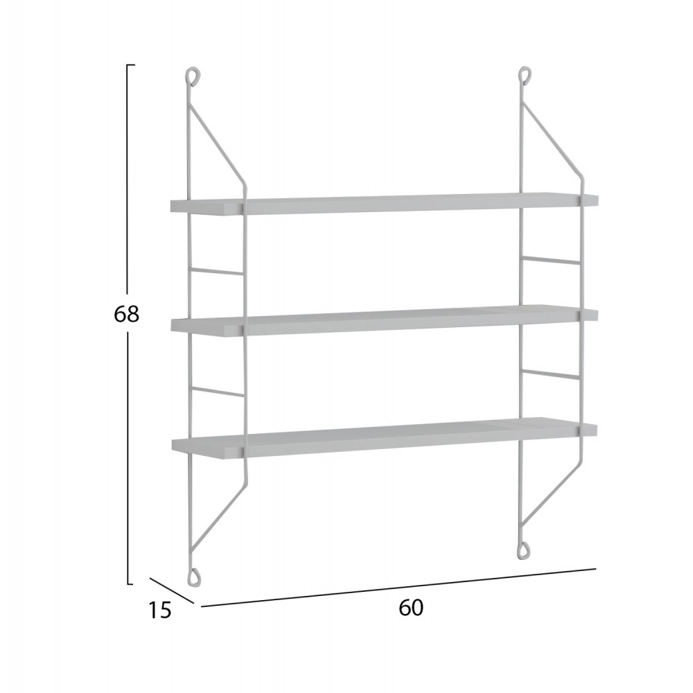Ραφιέρα τοίχου "ACHALA" από μέταλλο σε χρώμα λευκό 60x15x68
