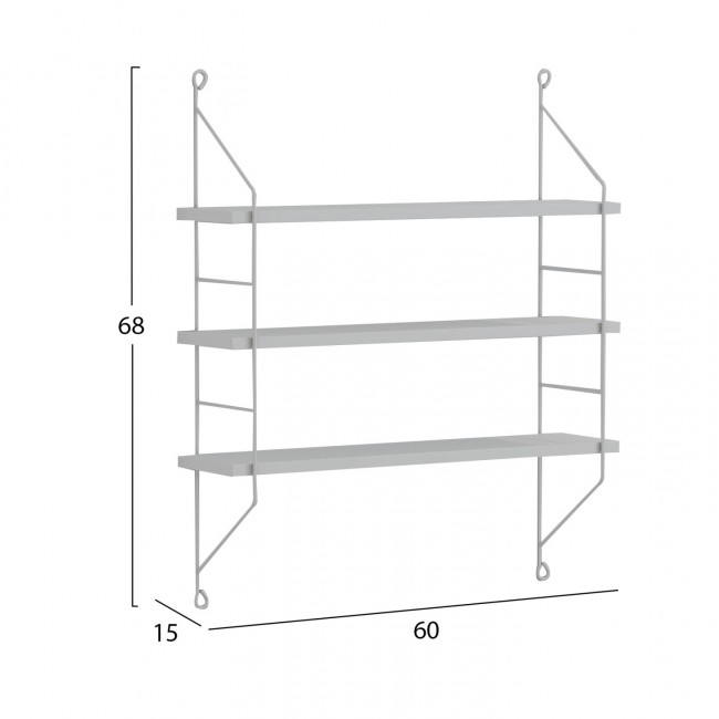 Ραφιέρα τοίχου "ACHALA" από μέταλλο σε χρώμα λευκό 60x15x68