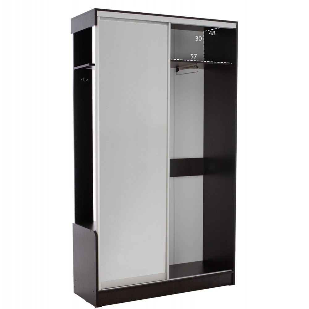 Έπιπλο εισόδου "DULCE" με συρόμενη ντουλάπα και καθρέφτη σε χρώμα βέγκε 118x45x210