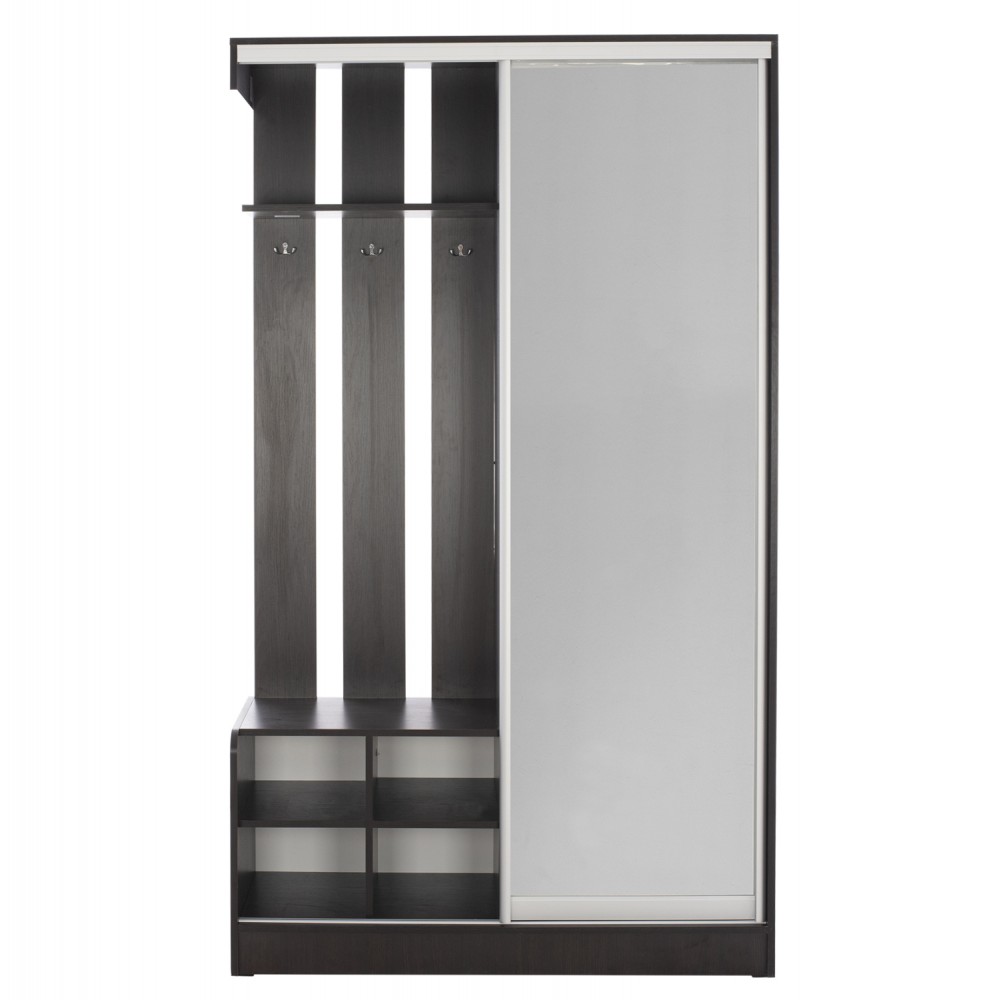 Έπιπλο εισόδου "DULCE" με συρόμενη ντουλάπα και καθρέφτη σε χρώμα βέγκε 118x45x210