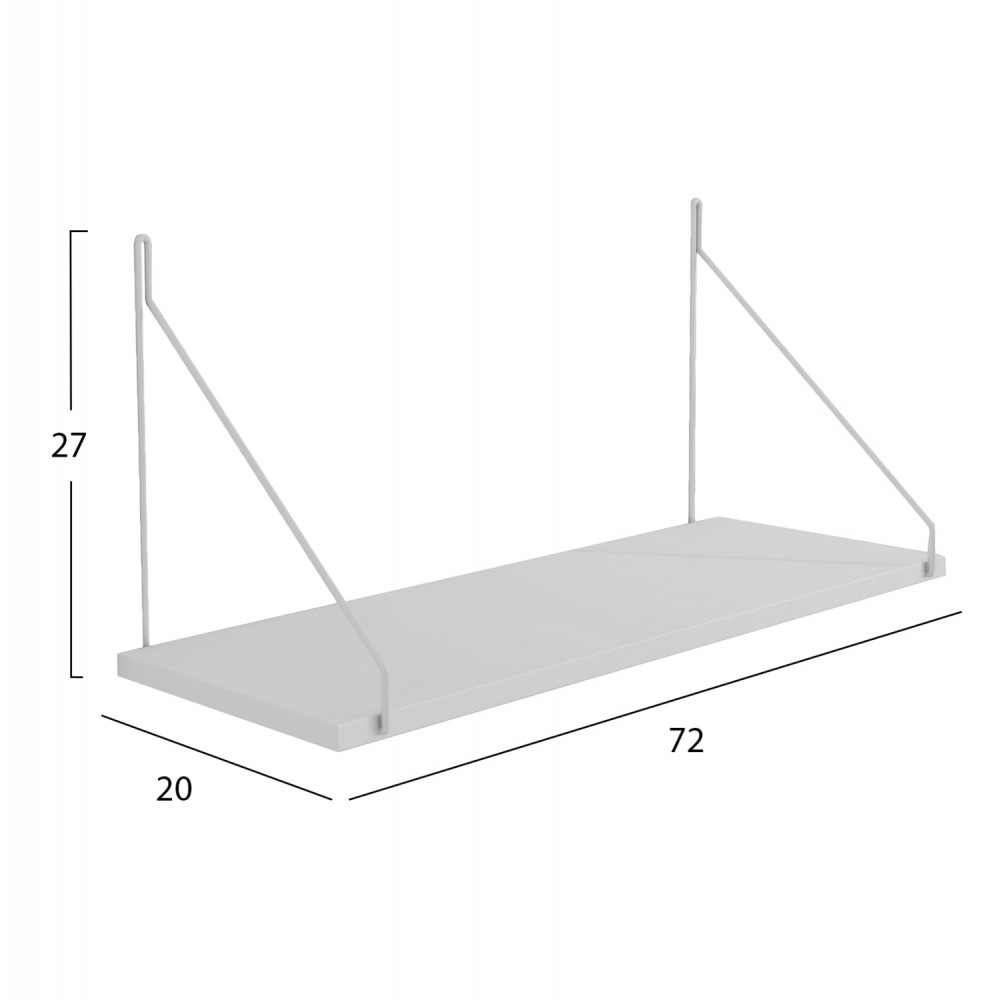 Ραφιέρα τοίχου "AGILAN" από μέταλλο σε χρώμα λευκό 72x20x27