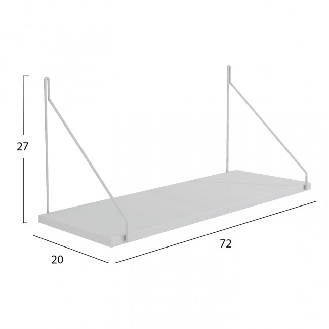 Ραφιέρα τοίχου "AGILAN" από μέταλλο σε χρώμα λευκό 72x20x27