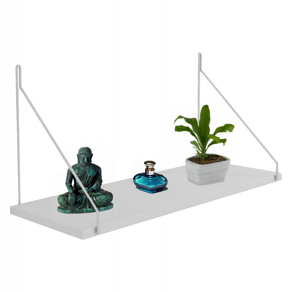 Ραφιέρα τοίχου "AGILAN" από μέταλλο σε χρώμα λευκό 72x20x27