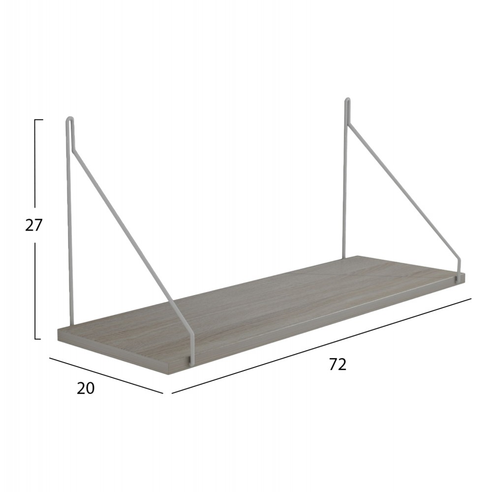 Ραφιέρα τοίχου "AGILAN" από μέταλλο σε χρώμα λευκό/σονόμα 72x20x27