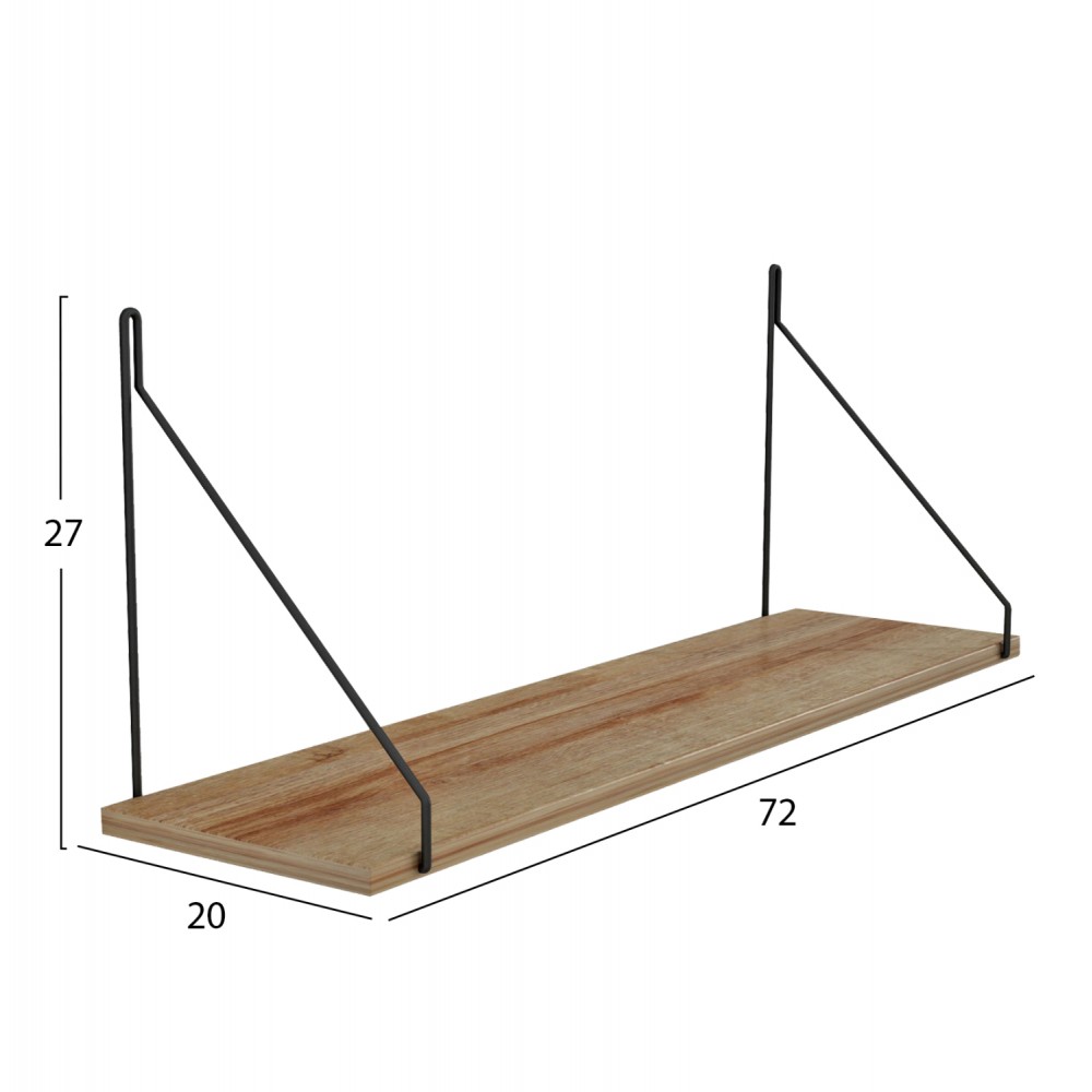 Ραφιέρα τοίχου "AGILAN" από μέταλλο σε χρώμα φυσικό δρυς/μαύρο 72x20x27