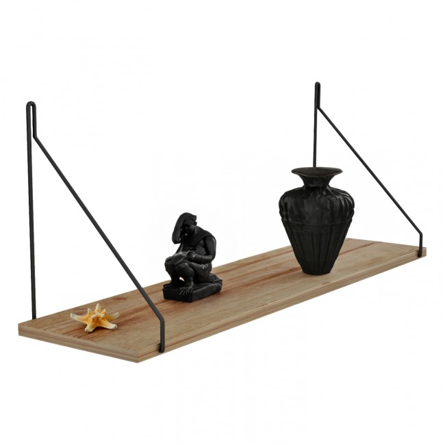 Ραφιέρα τοίχου "AGILAN" από μέταλλο σε χρώμα φυσικό δρυς/μαύρο 72x20x27