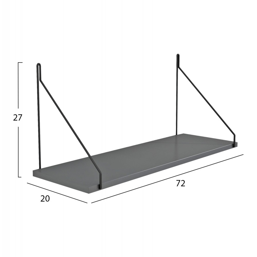 Ραφιέρα τοίχου "AGILAN" από μέταλλο σε χρώμα γκρι/μαύρο 72x20x27