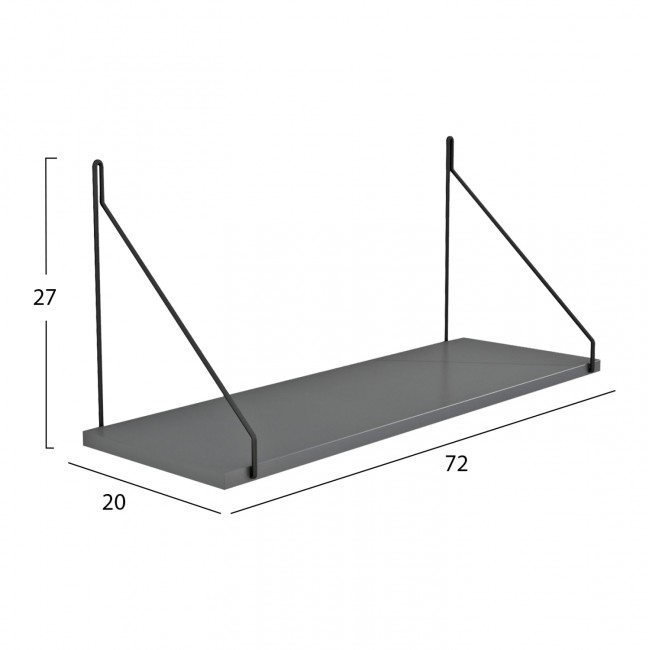 Ραφιέρα τοίχου "AGILAN" από μέταλλο σε χρώμα γκρι/μαύρο 72x20x27