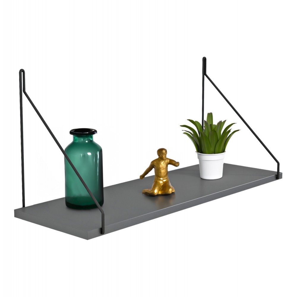 Ραφιέρα τοίχου "AGILAN" από μέταλλο σε χρώμα γκρι/μαύρο 72x20x27