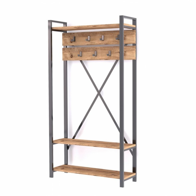 Έπιπλο εισόδου σε χρώμα μαύρο/φυσικό 90x34x180