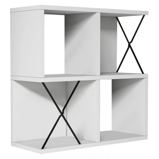 Ραφιέρα τοίχου από μέταλλο σε χρώμα λευκό/μαύρο 60x24x60