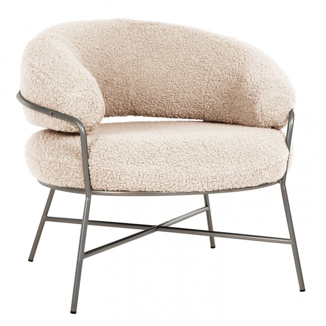 Πολυθρόνα "TRUDI" από ύφασμα/μέταλλο σε χρώμα λευκό/ασημί  84x79x76