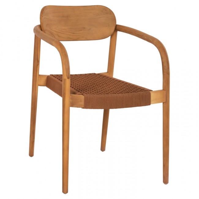 Πολυθρόνα "OSLO" από ξύλο/σχοινί σε φυσικό/μπέζ χρώμα 55x54x80