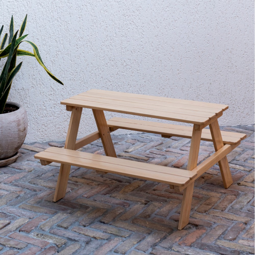 Παιδικό τραπέζι πικνίκ από ξύλο σε φυσικό χρώμα 88x88x52,5