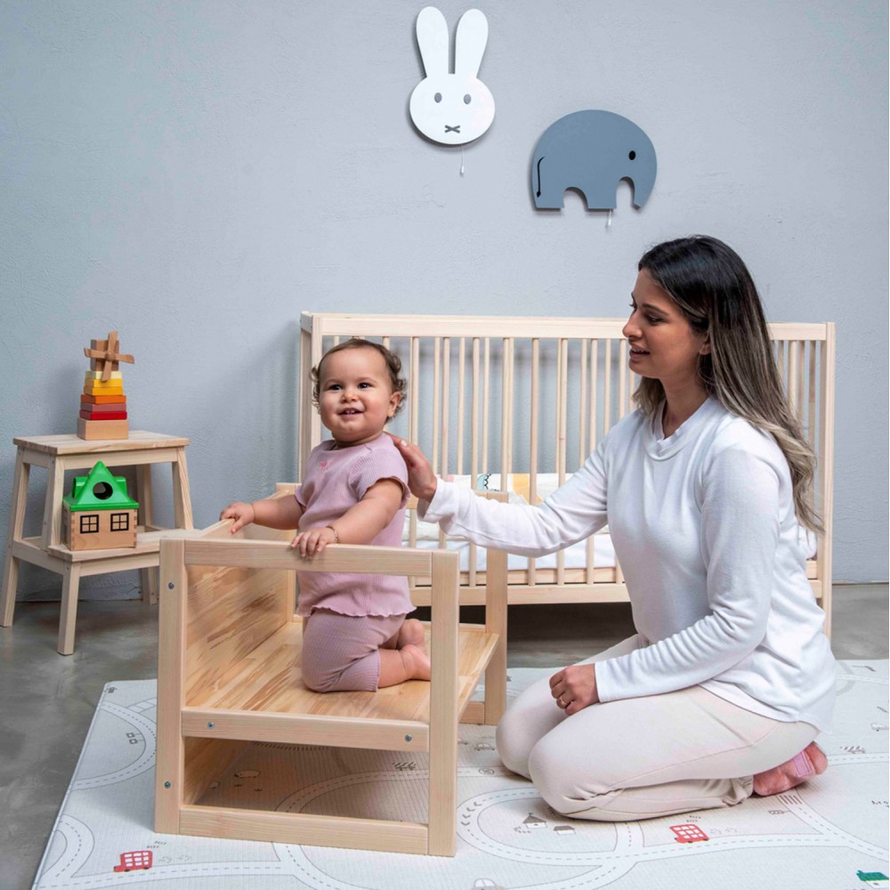 Παιδικό παγκάκι τραπέζι από ξύλο σε φυσικό χρώμα 64,5x45,x47