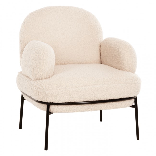 Πολυθρόνα "AGNES" από ύφασμα/μέταλλο σε χρώμα λεύκο/μαύρο 74x71x83