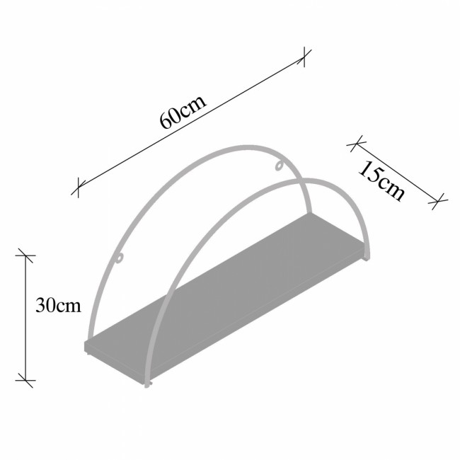 Ράφι τοίχου από μέταλλο σε χρώμα μαύρο/καρυδί  60x15x30
