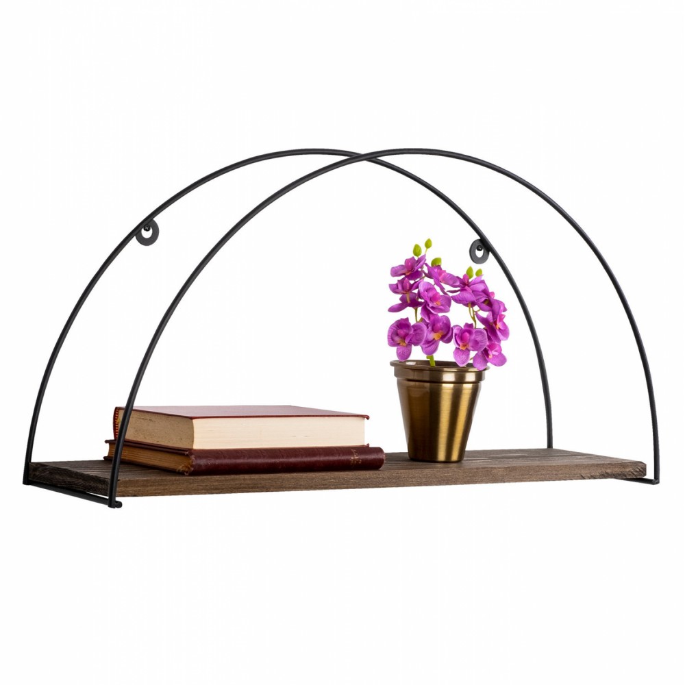 Ράφι τοίχου από μέταλλο σε χρώμα μαύρο/καρυδί  60x15x30