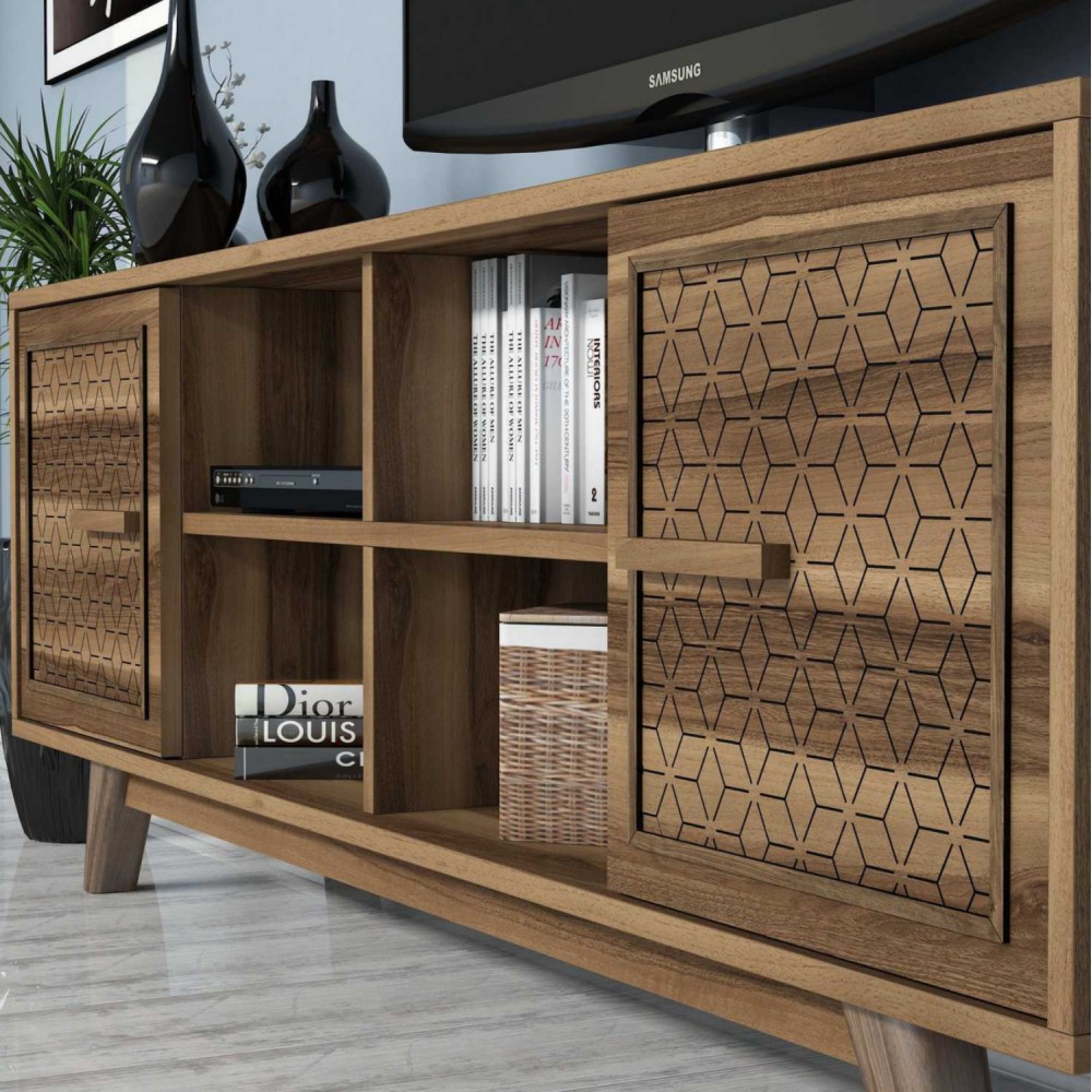 Σύνθεση σαλονιού σε καρυδί χρώμα 160x35x56,20