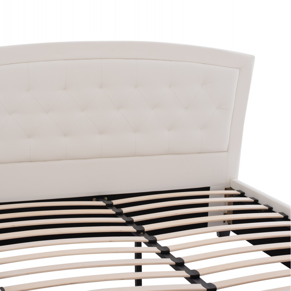 Κρεβάτι από ξύλο/PU σε χρώμα λευκό 150x200