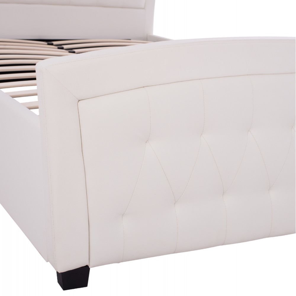 Κρεβάτι από ξύλο/PU σε χρώμα λευκό 150x200