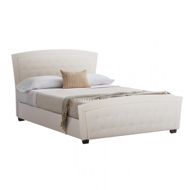 Κρεβάτι από ξύλο/PU σε χρώμα λευκό 150x200