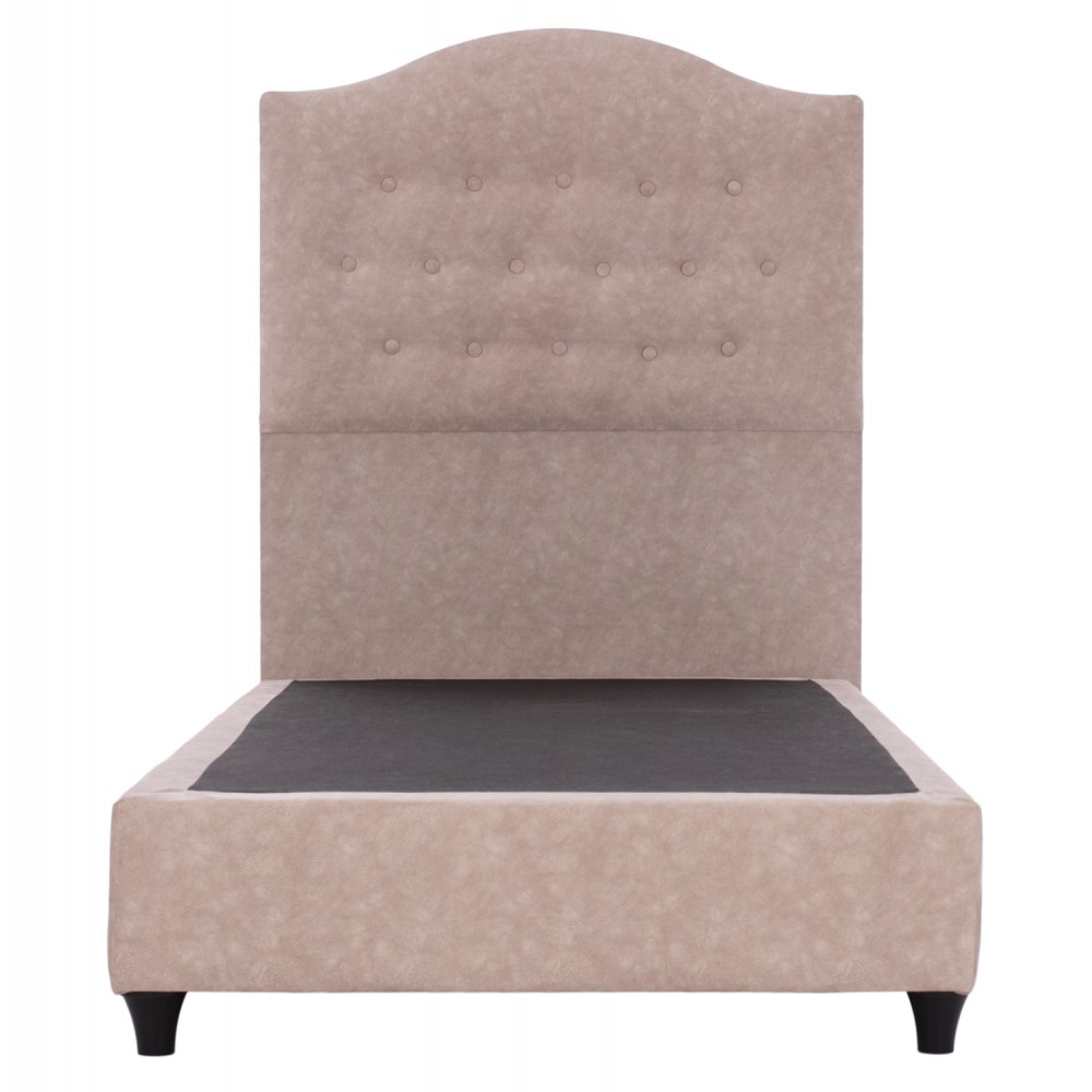 Κρεβάτι μονό "MALENA" από ξύλο/βελούδο σε χρώμα μπεζ 90x200