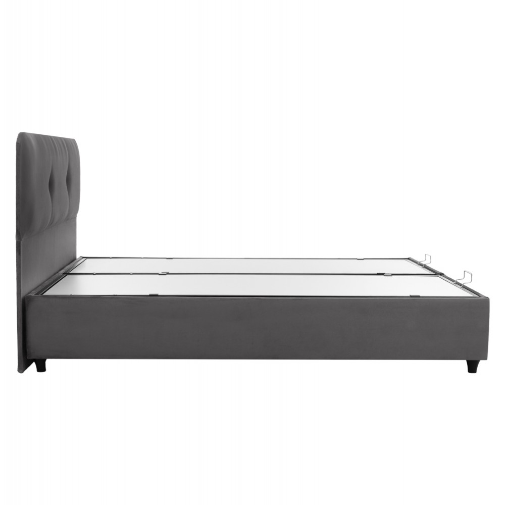 Κρεβάτι υπέρδιπλο "DOLORES" από ξύλο/βελούδο σε χρώμα γκρι 160x200