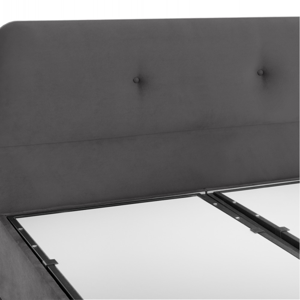 Κρεβάτι υπέρδιπλο "DOLORES" από ξύλο/βελούδο σε χρώμα γκρι 160x200