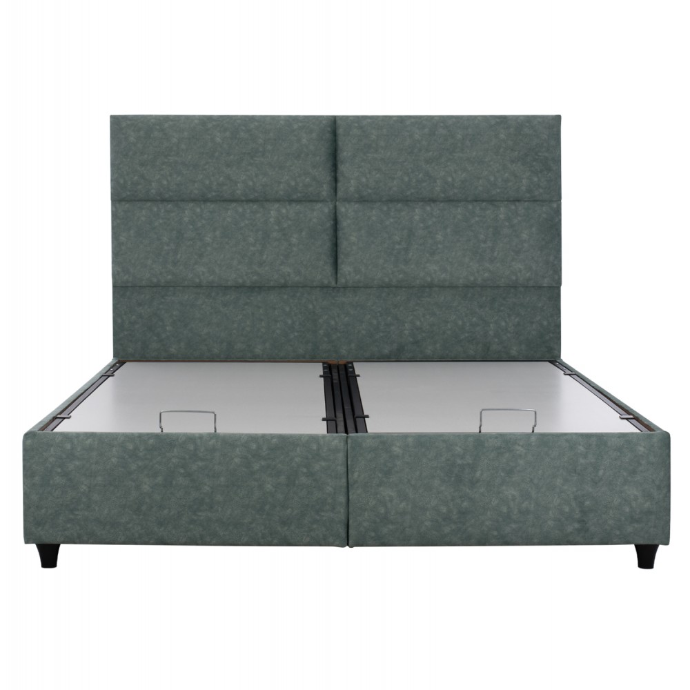 Κρεβάτι υπέρδιπλο "MILO" από ξύλο/βελούδο σε χρώμα πράσινο 160x200