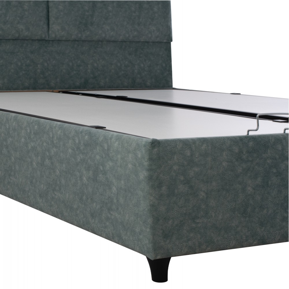 Κρεβάτι υπέρδιπλο "MILO" από ξύλο/βελούδο σε χρώμα πράσινο 160x200