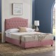 Κρεβάτι ημίδιπλο "MALENA" από ξύλο/βελούδο σε χρώμα σάπιο μήλο 120x200