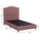 Κρεβάτι ημίδιπλο "MALENA" από ξύλο/βελούδο σε χρώμα σάπιο μήλο 120x200