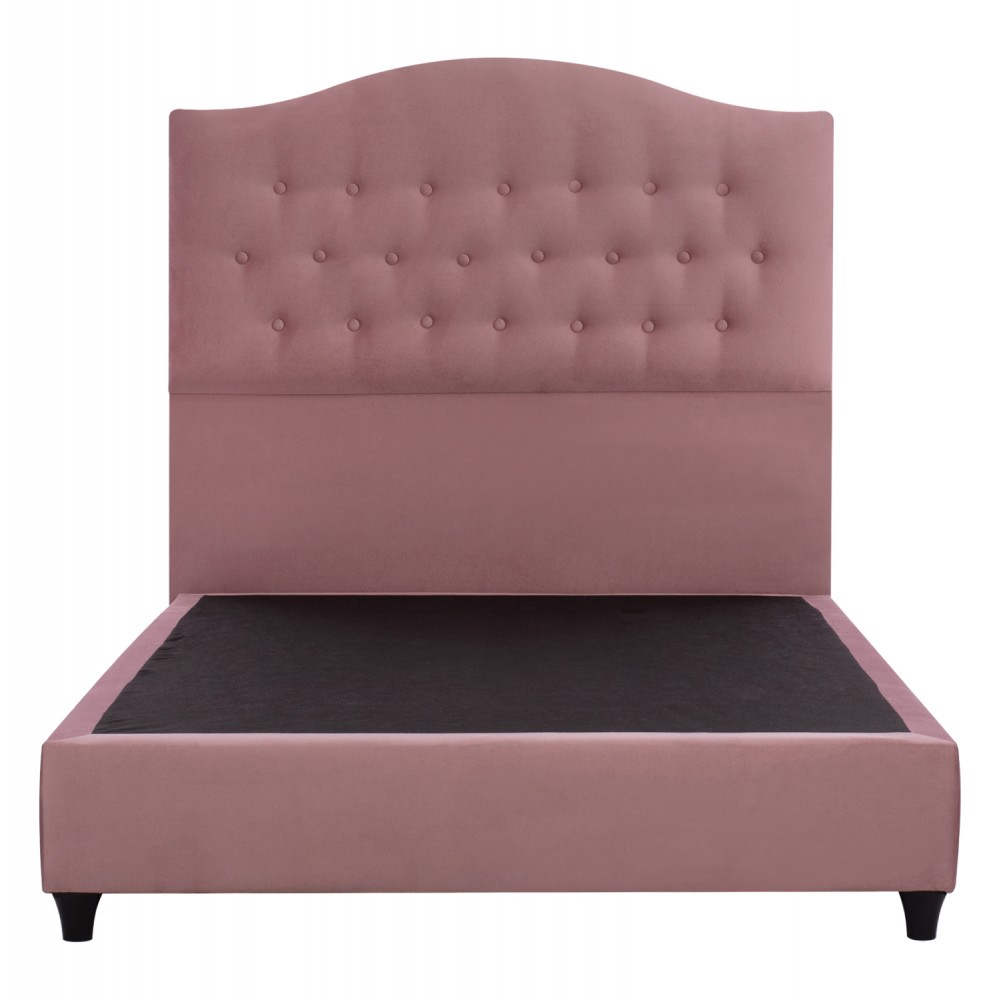 Κρεβάτι ημίδιπλο "MALENA" από ξύλο/βελούδο σε χρώμα σάπιο μήλο 120x200