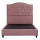 Κρεβάτι ημίδιπλο "MALENA" από ξύλο/βελούδο σε χρώμα σάπιο μήλο 120x200