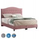 Κρεβάτι διπλό "MALENA" από ξύλο/βελούδο σε χρώμα σάπιο μήλο 150x200
