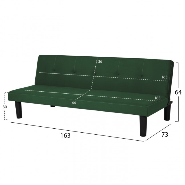 Καναπές κρεβάτι "ETHAN" από ύφασμα σε χρώμα κυπαρισσί 163x73x64