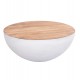 Διακοσμητικό τραπέζι σαλονιού "BOWL" από μέταλλο/ξύλο σε χρώμα λευκό/φυσικό Φ91x38.5