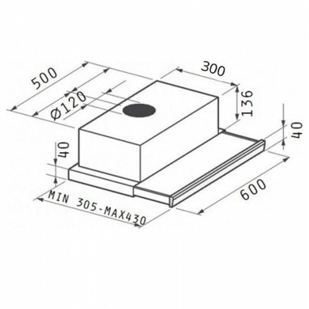 Απορροφητήρας συρόμενος από ΙΝΟΧ 30.5x60x17.6