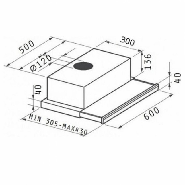 Απορροφητήρας συρόμενος από ΙΝΟΧ 30.5x60x17.6