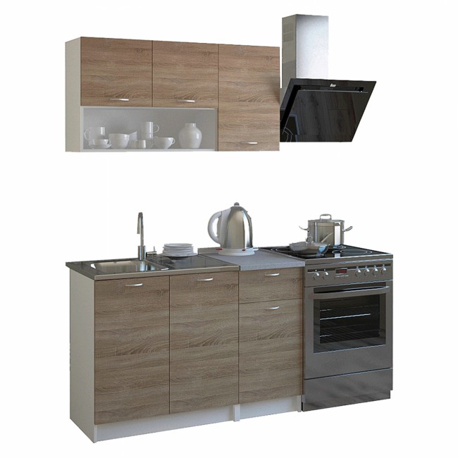 Σύνθεση κουζίνας με πάγκο "JADIEL" σε χρώμα σονόμα/λευκό 120x29,2x59,4