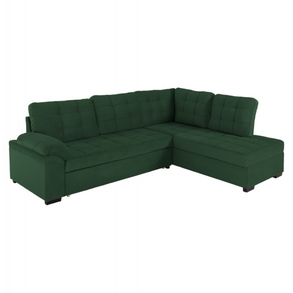 Καναπές κρεβάτι με δεξιά γωνία "JADE" από βελούδο σε χρώμα κυπαρισσί 250x180x88