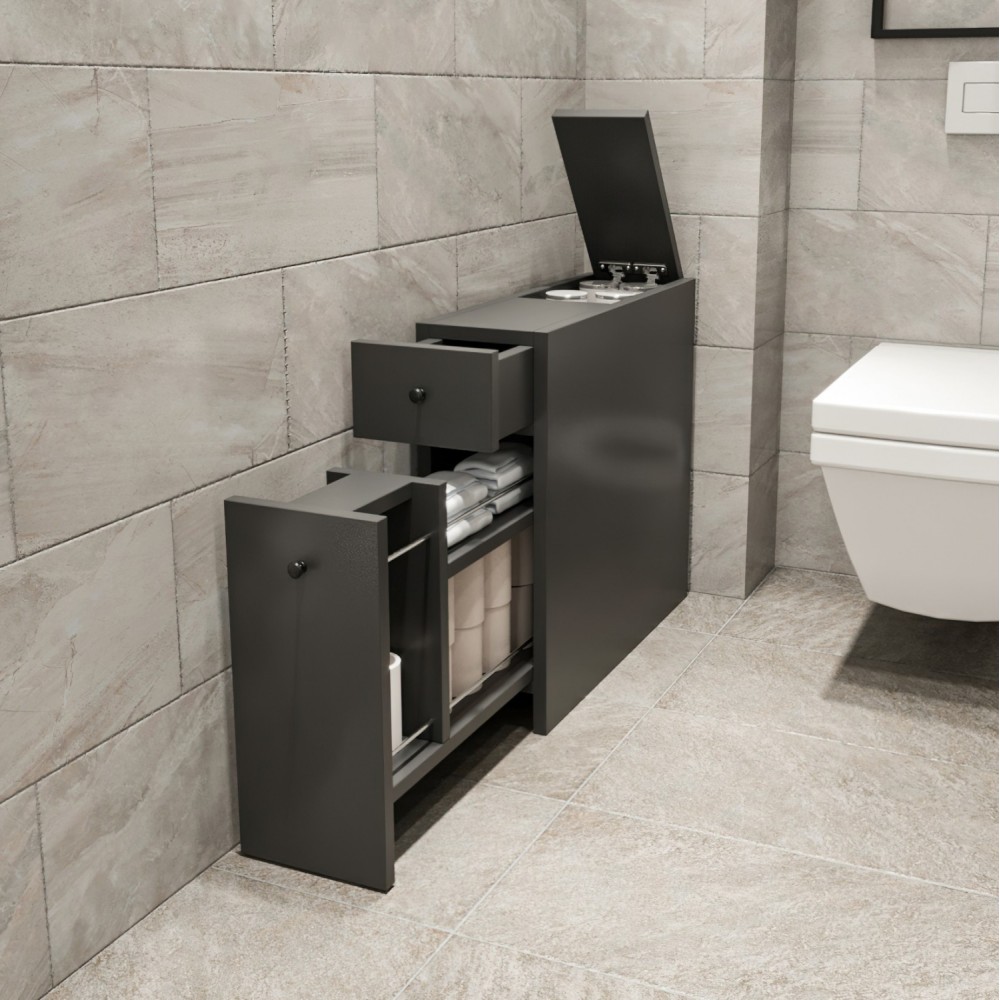 Ντουλάπι μπάνιου σε χρώμα ανθρακί 19x60x55