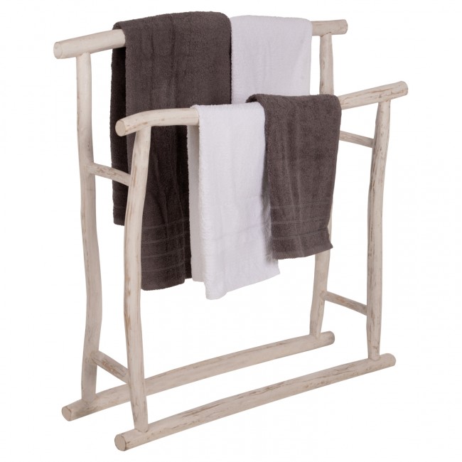 Κρεμάστρα για πέτσετες από μασίφ  σε χρώμα λεύκο 90x28x77-91