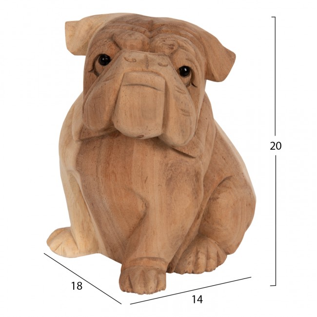 Επιτραπέζιο διακοσμητικό "DOZER BULLDOG" από ξύλο σε φυσικό χρώμα 18x14x20