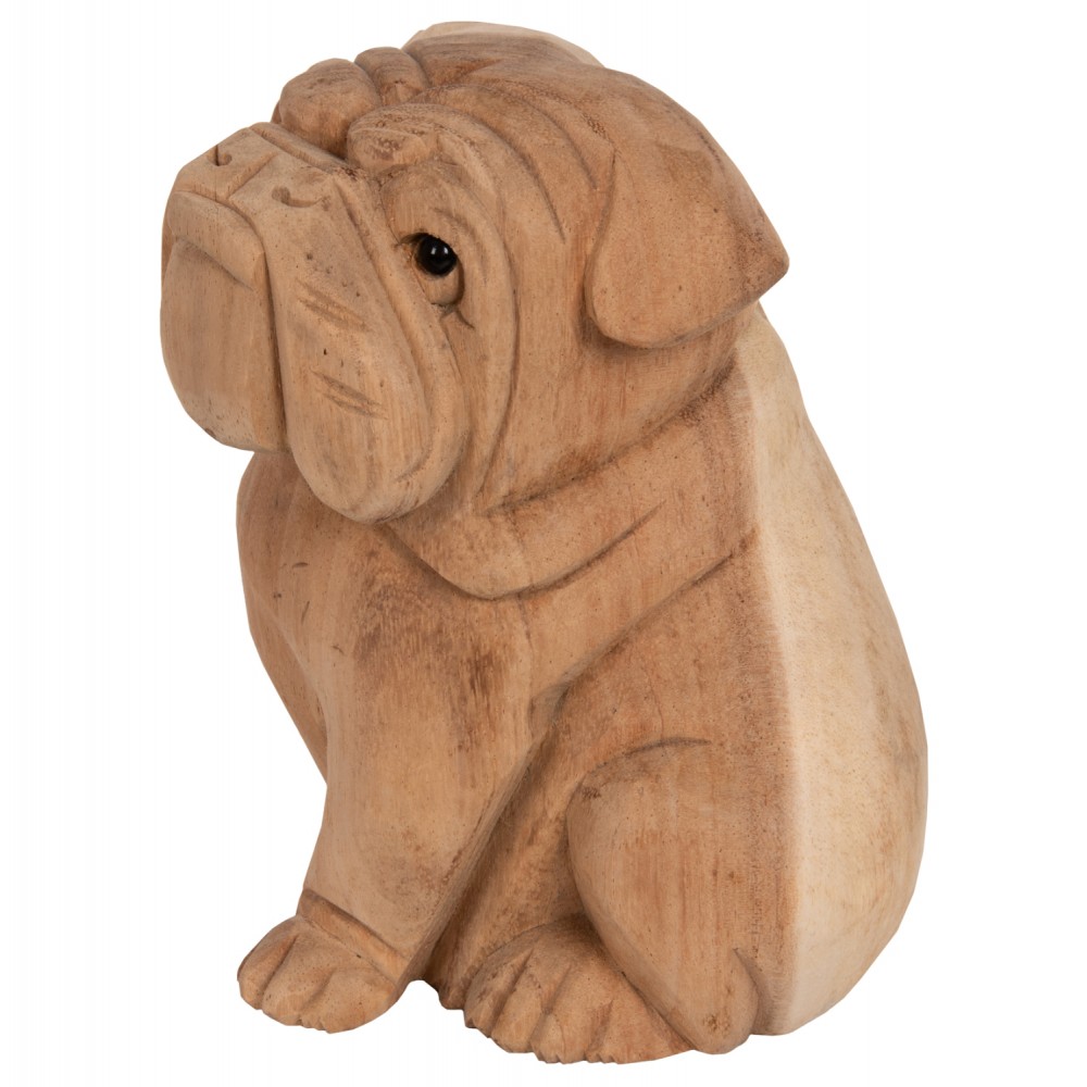 Επιτραπέζιο διακοσμητικό "DOZER BULLDOG" από ξύλο σε φυσικό χρώμα 18x14x20