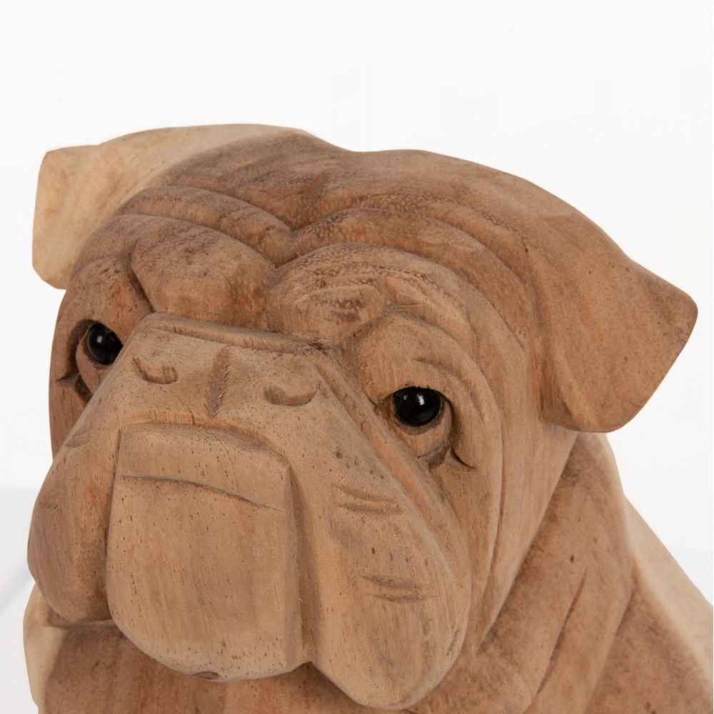 Επιτραπέζιο διακοσμητικό "DOZER BULLDOG" από ξύλο σε φυσικό χρώμα 18x14x20